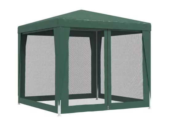 Tente de fête avec 4 parois latérales en maille Vert 2.5x2.5 m