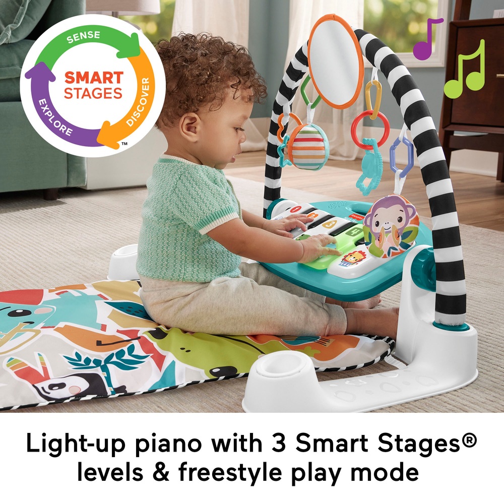 Fisher-Price Glow and Grow Kick & Play Blaues Klavier-Spielcenter