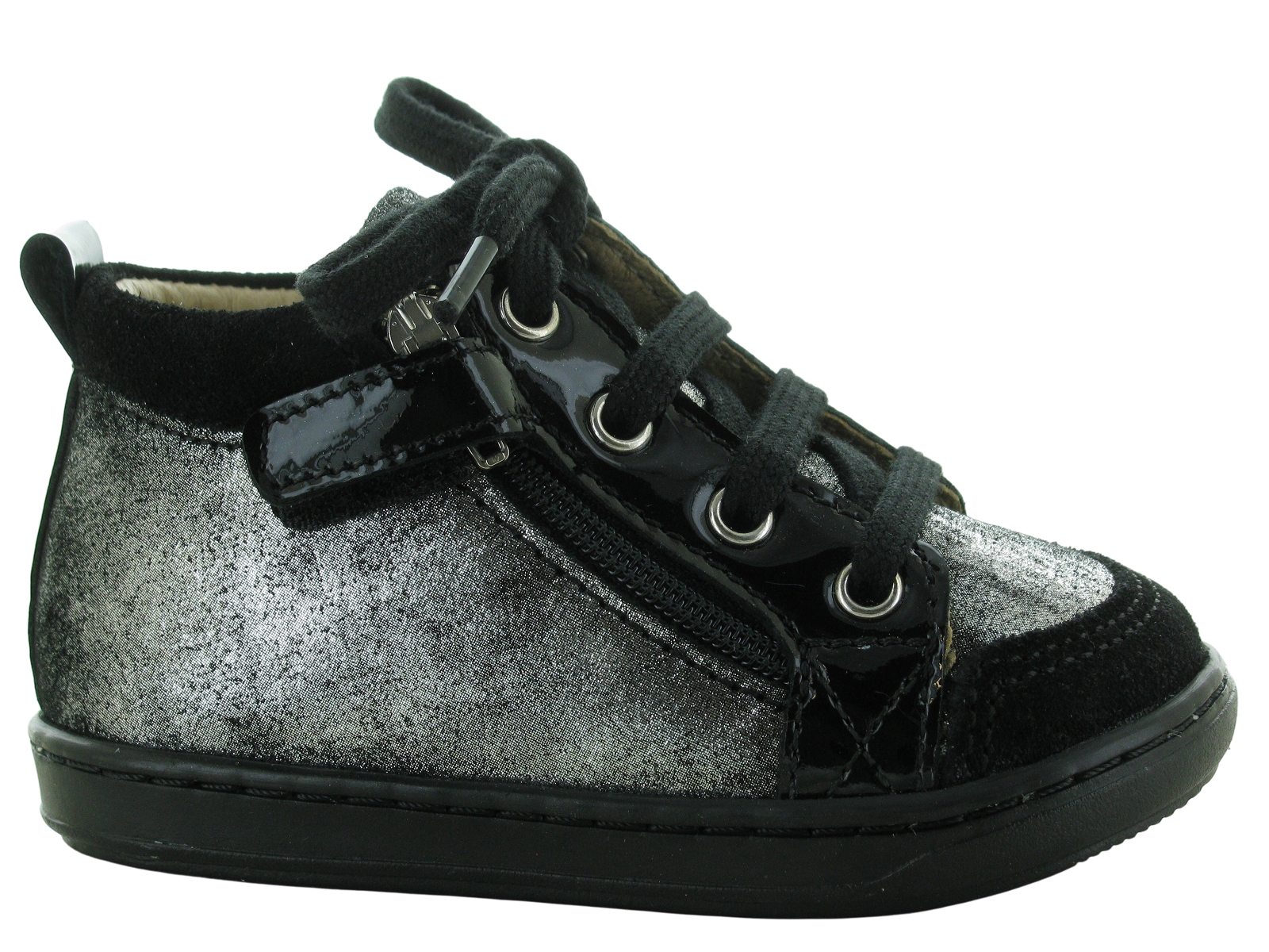 Shoopom-BOUBA BI ZIP Cuir Argent Noir