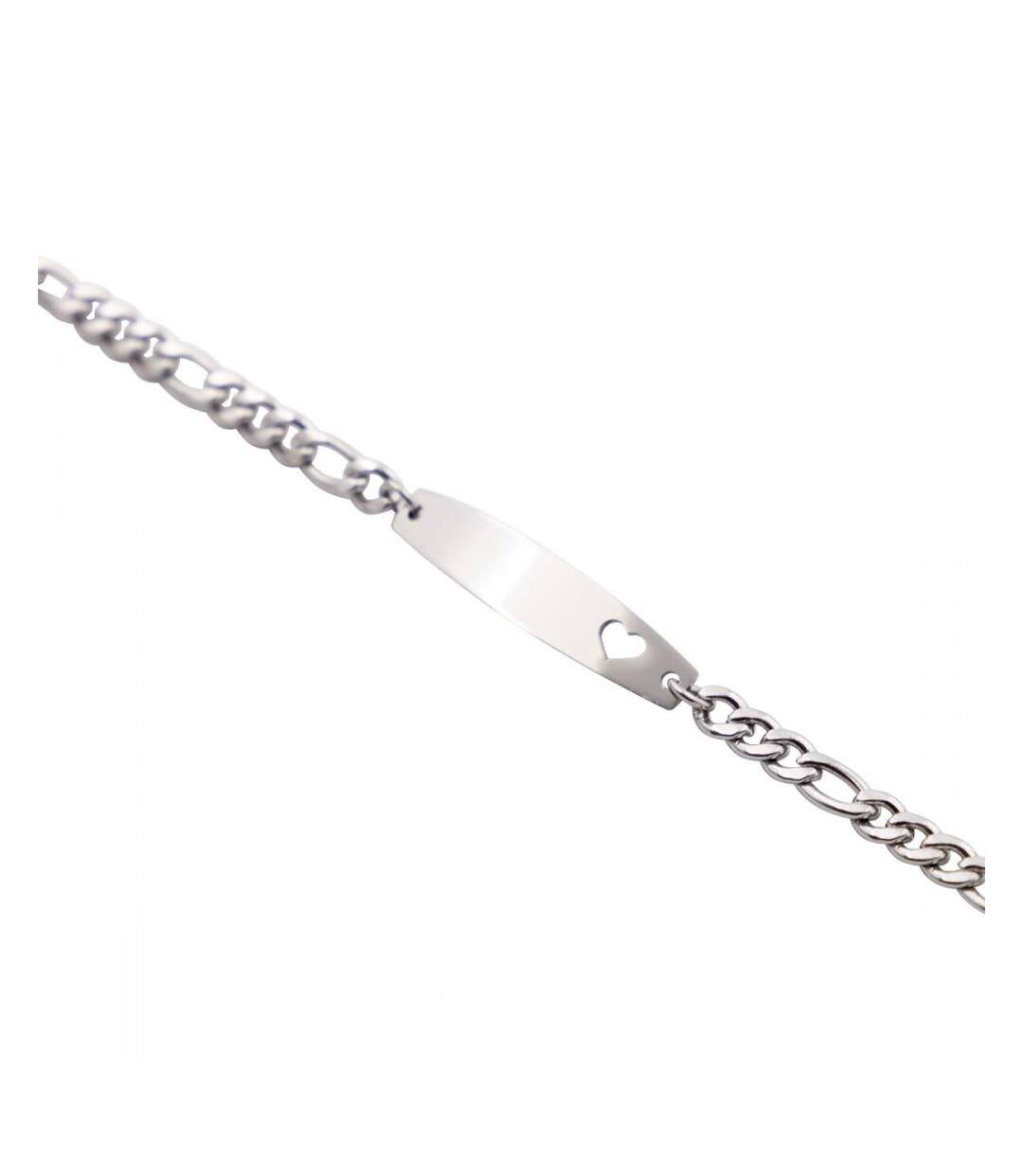 Gourmette Bracelet en Acier Coeur pour Femme