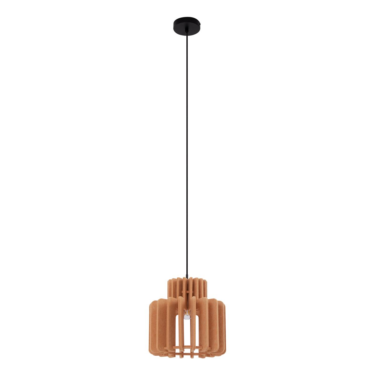 Retro hanglamp zwart met oranje kap - Felt