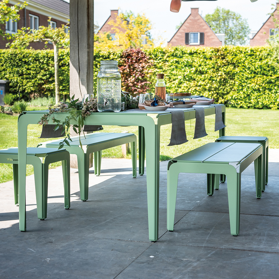 Tuinbank Bended Bench 140 grey blue
