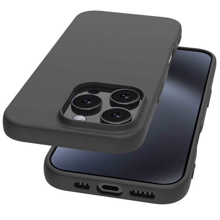 iPhone 16 Pro Gummi Case Hülle mit Kameraschutz - Schwarz (Matt)