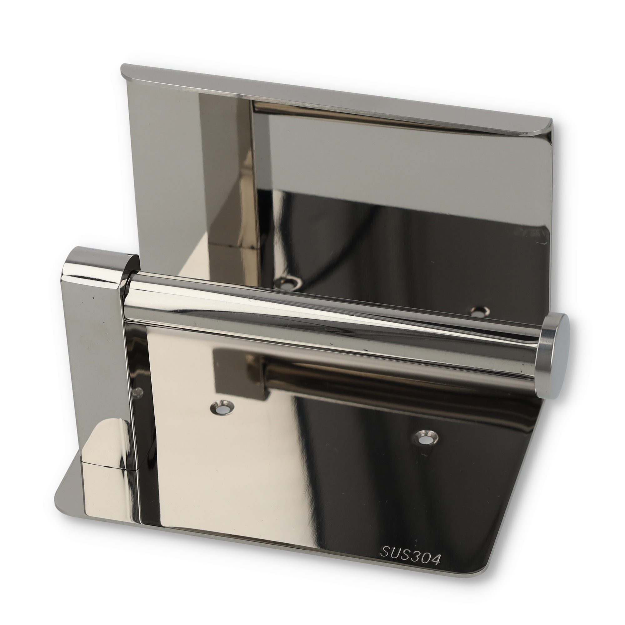 2in1 Selbstklebende Edelstahl Toiletten Papier Wandhalterung mit Handy Ablage - Silber