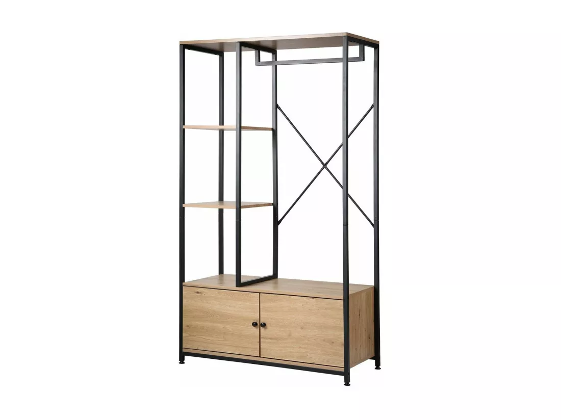 Penderie avec étagères et rangements 2 portes H167 cm - LENNY