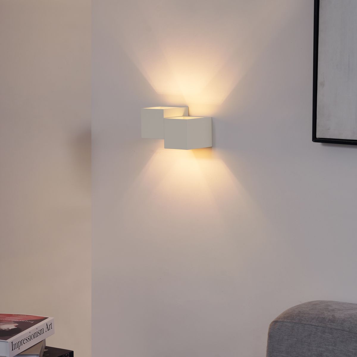 Moderne wandlamp beige 2-lichts - Transfer Double