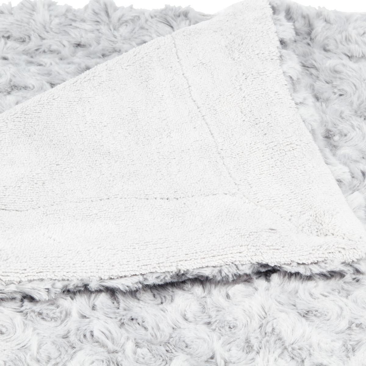 PLAID FOURRURE BOUCLEE GRIS CLAIR 180X230CM