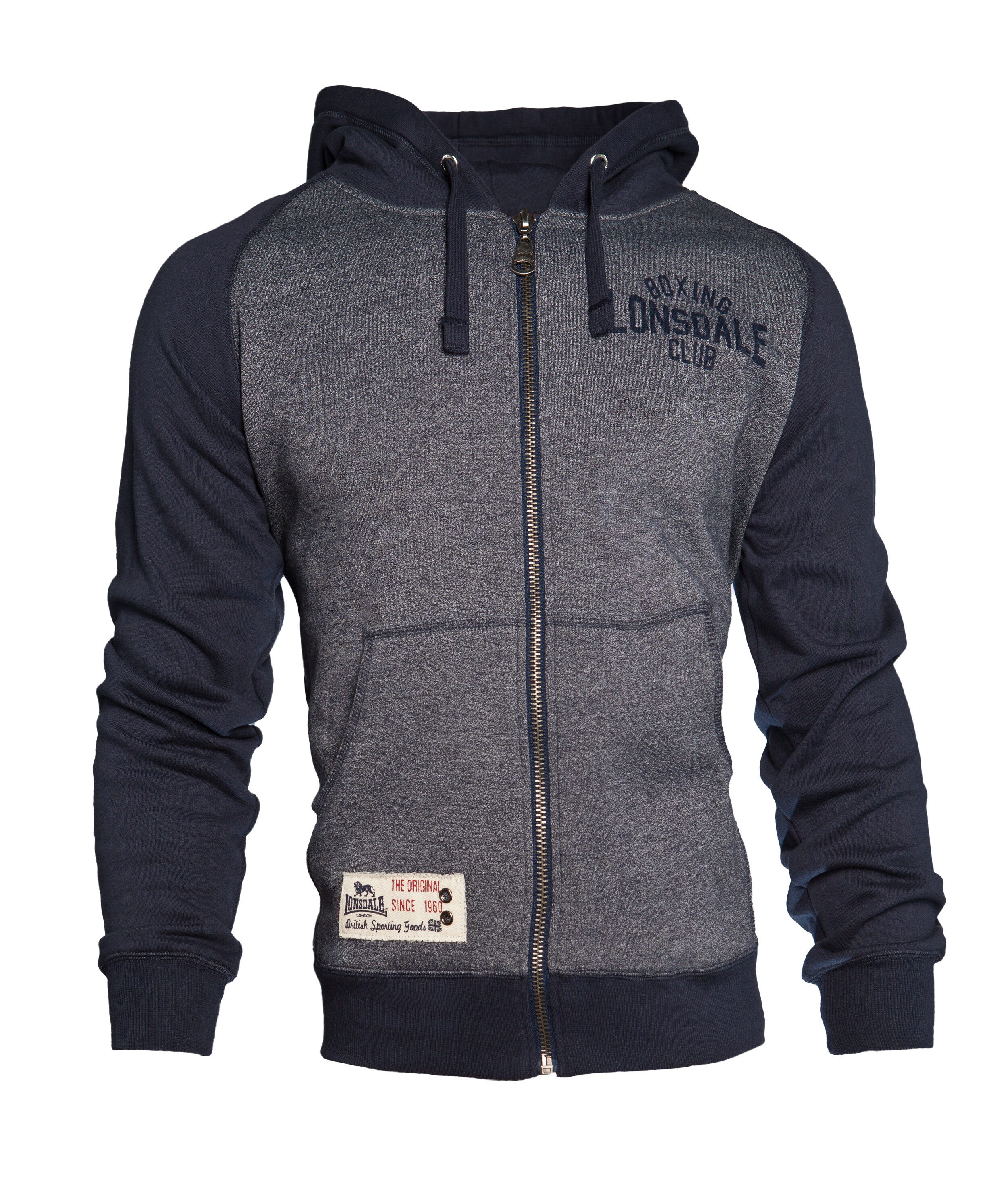 Lonsdale Herren Kapuzensweatjacke mit Reißverschluss schmale Passform SLOUGH