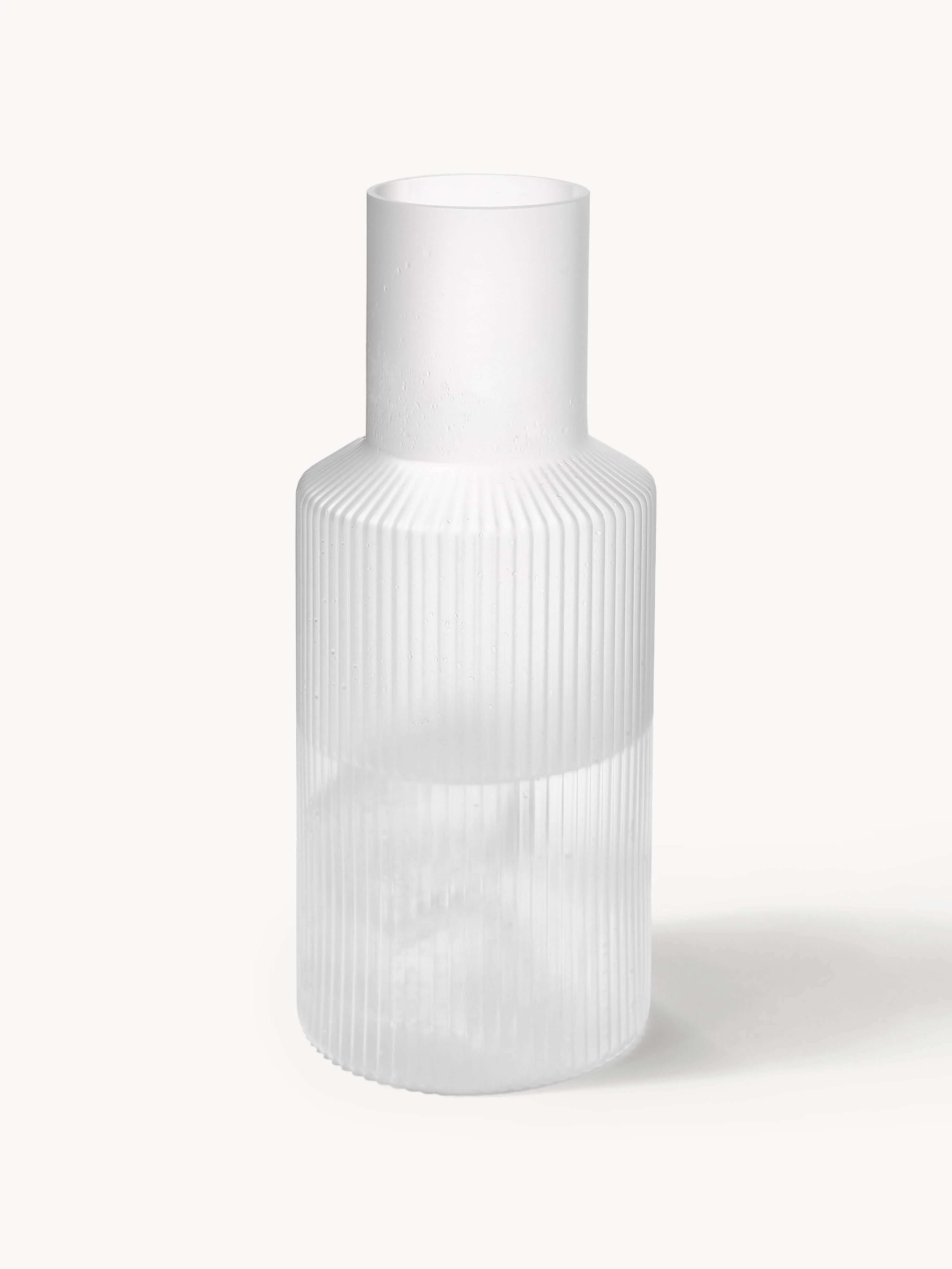Mondgeblazen kleine waterkaraffen Ripple met waterglas, 2 stuks