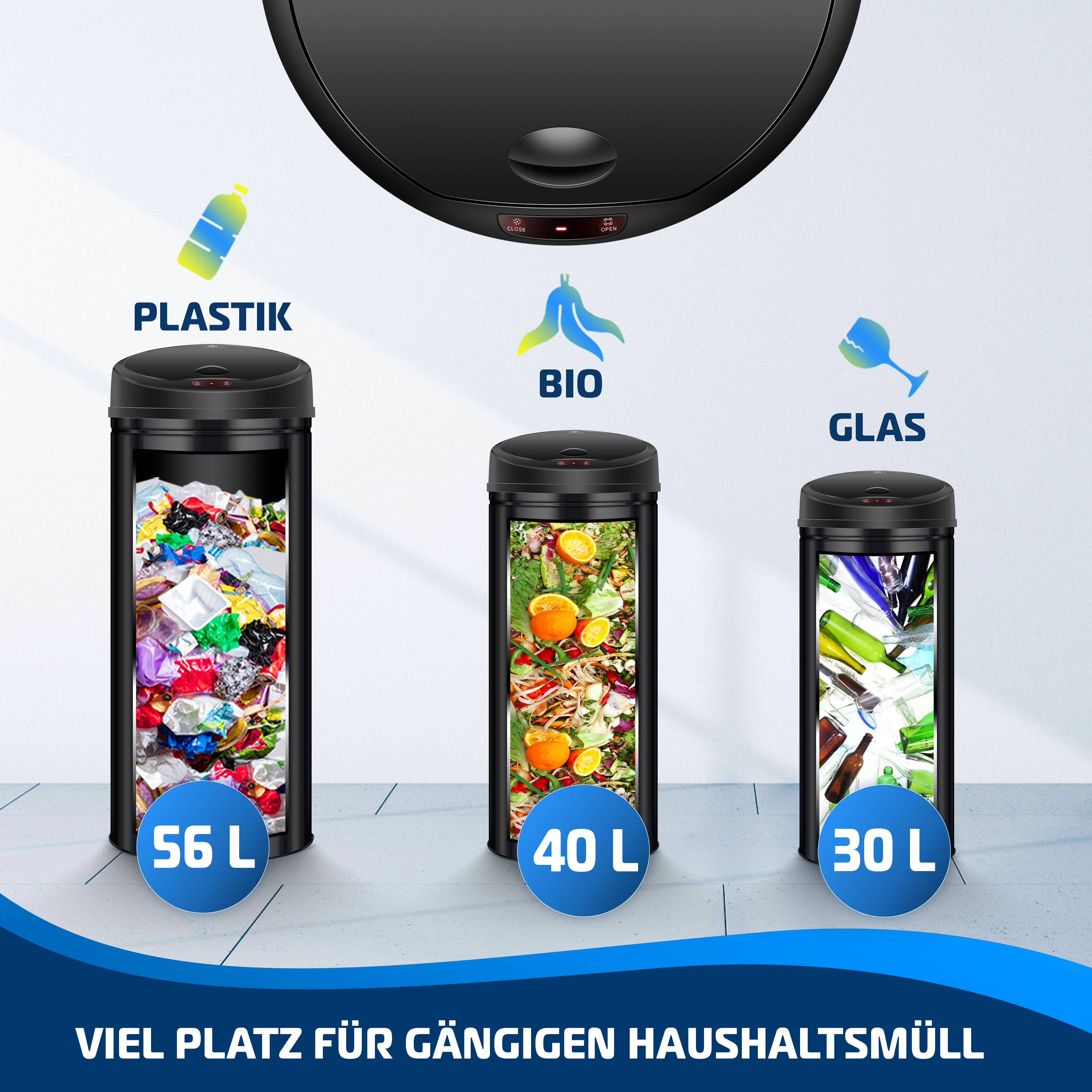 KESSER® Automatik Sensor Mülleimer Abfalleimer Abfall EDELSTAHL Papierkorb
