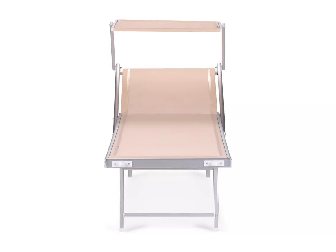 Chaise Longue Rebecca Mobili Jambul 38x186x61 Aluminium Polyester Beige Moderne