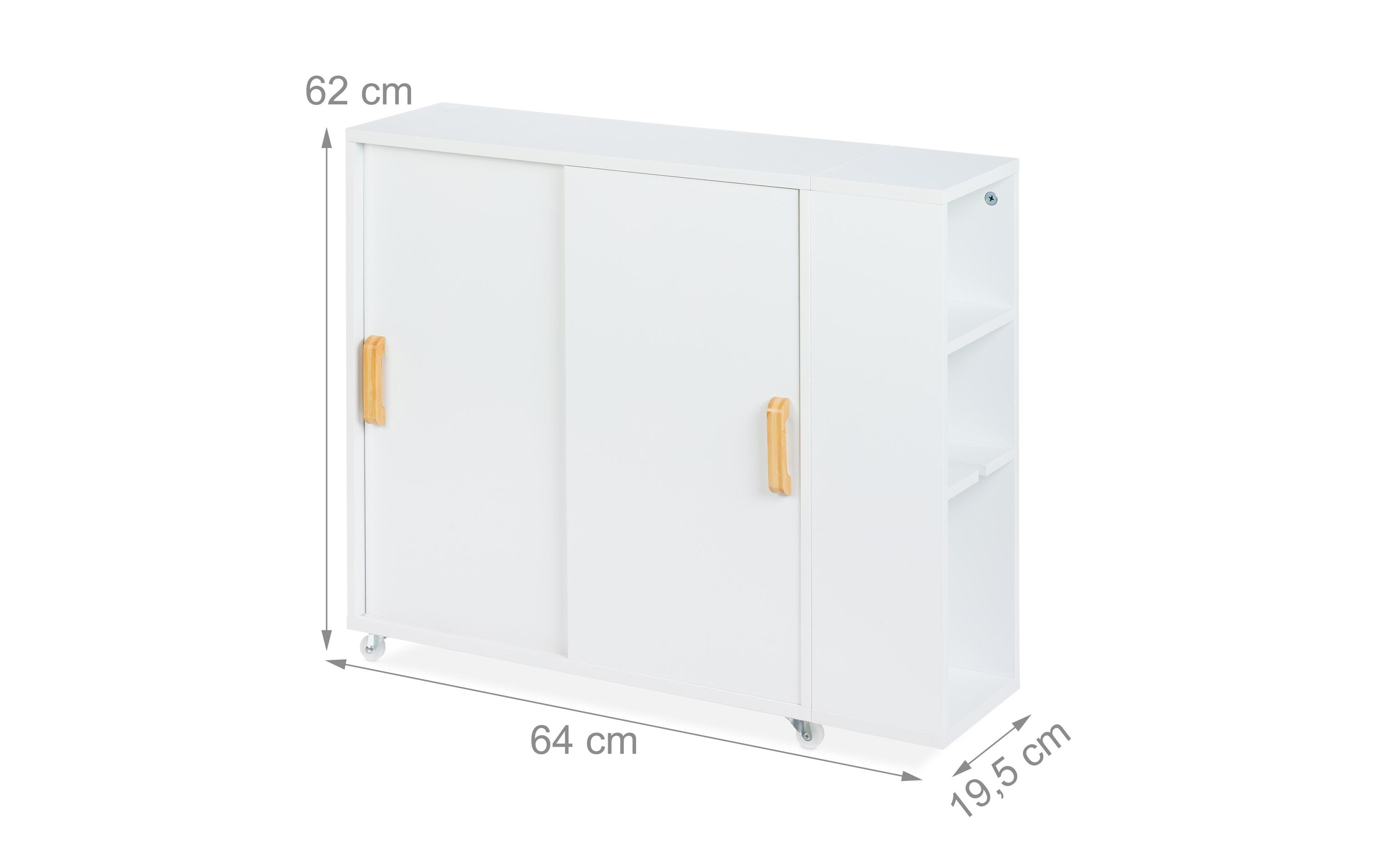 Nischenwagen Weiss, 62 x 19.5 x 64 cmNischen-Ordnungswagen für das Badezimmer
