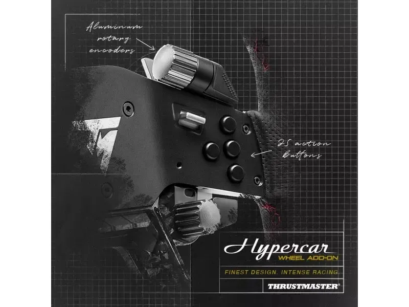 Thrustmaster Hypercar Wheel Add-On, Rat, PC, PlayStation 4, PlayStation 5, Xbox, Xbox One, Sort, Sølv, Alcantara, Læder, Thrustmaster T818, T598, Windows 10, Windows 11