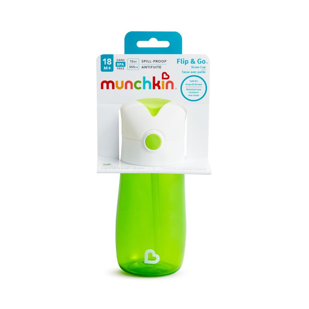 MUNCHKIN Flip & Go Trinkhalm Flasche 355ml 100% überlaufsicher 18M  1 Stk
