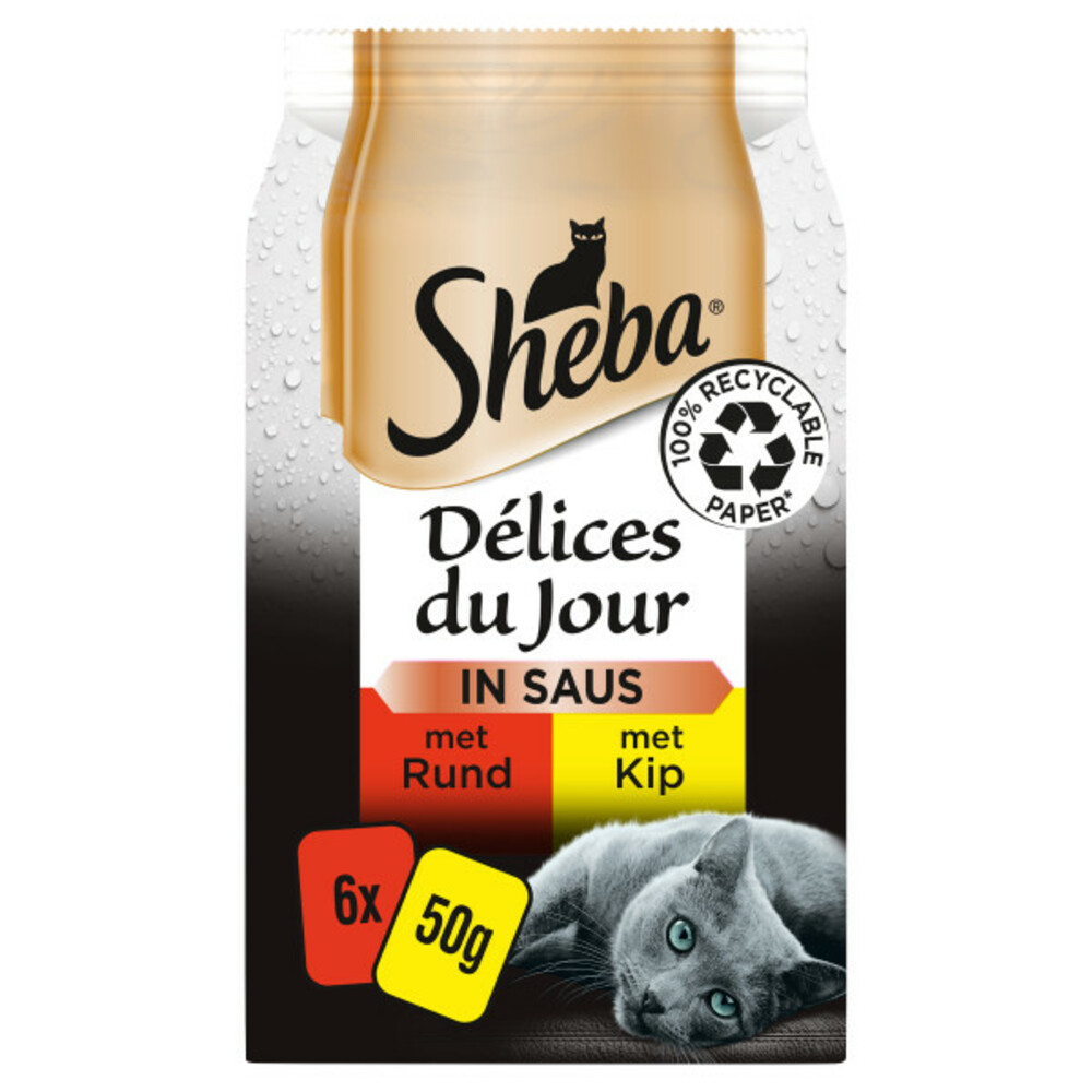 Sheba Kattenvoer Delices du Jour Natvoer Rund & Kip in Saus300 gr