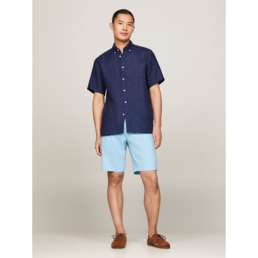 Tommy Hilfiger Pigment Dyed Hørskjorte, Carbon Navy, XXL
