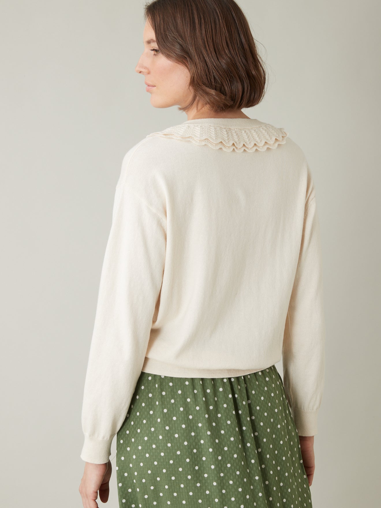 Cardigan collerette femme coton et cachemire