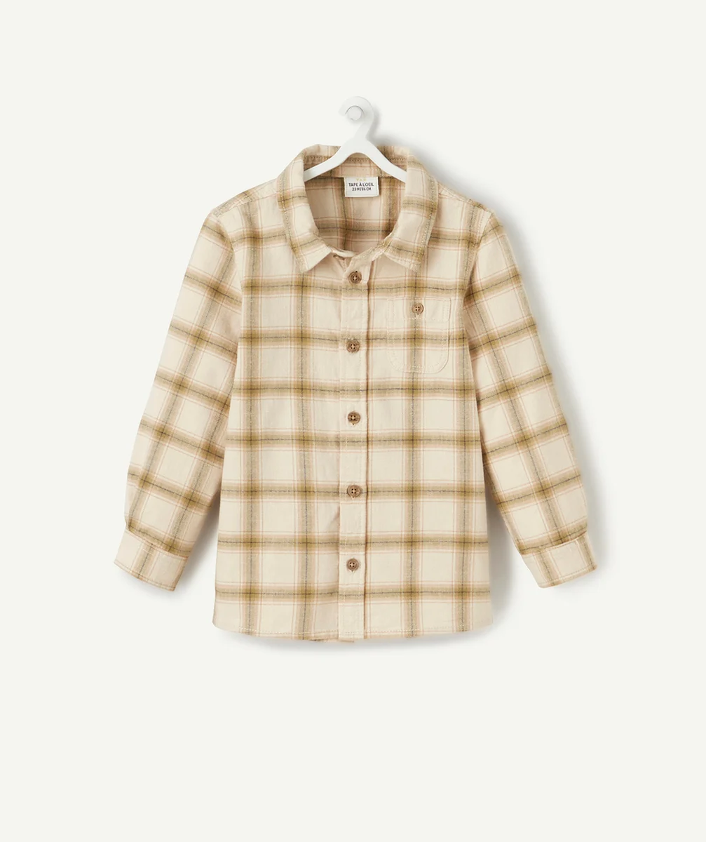 CHEMISE À CARREAUX BÉBÉ GARÇON ÉCRU ET VERT