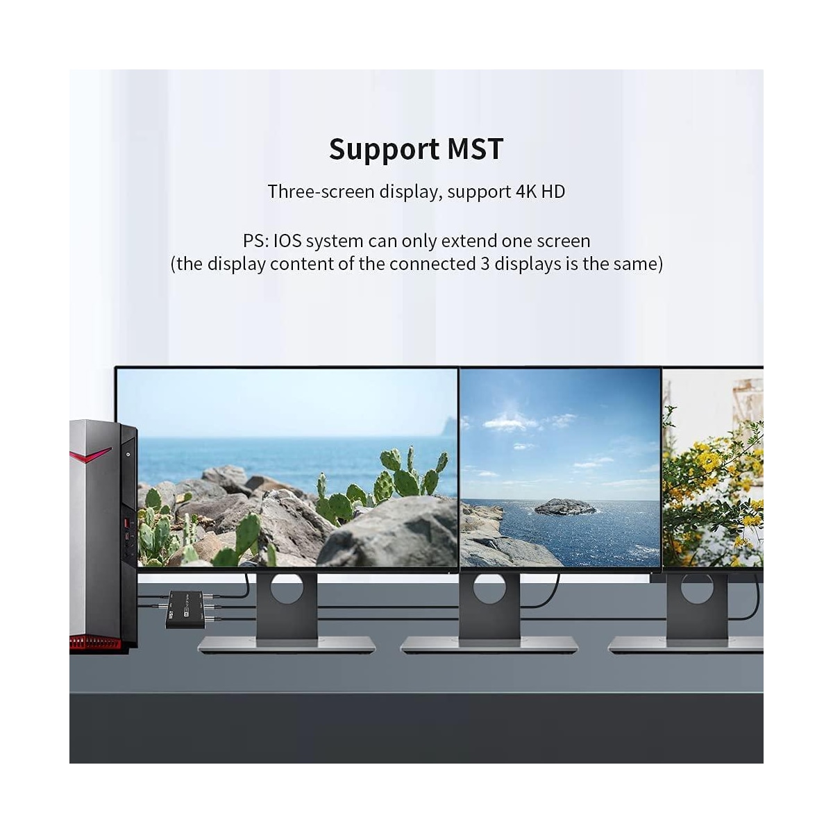 NÖRDIC Displayport splitter 1 til 3 8k30Hz 4K120Hz MST