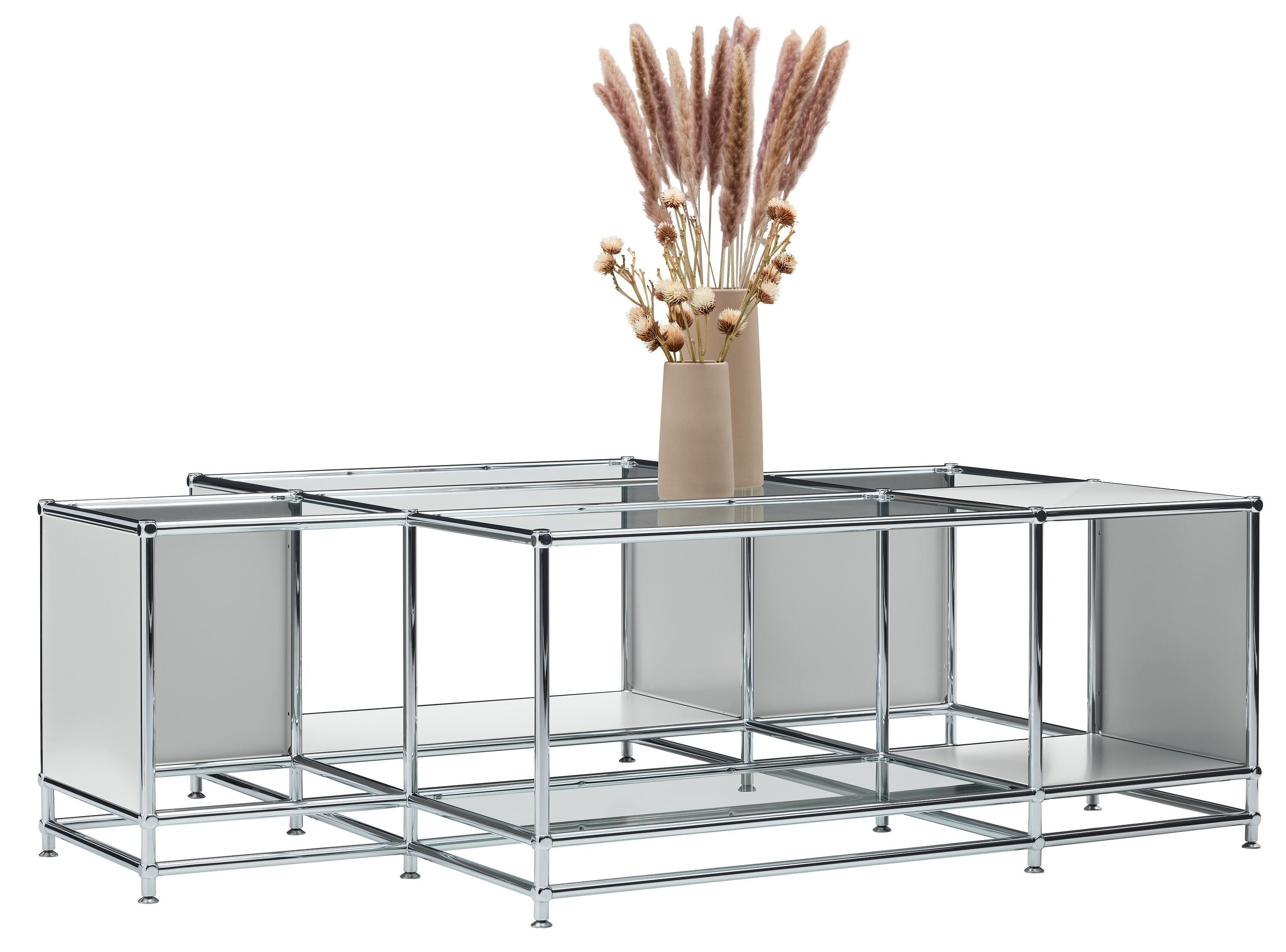 FLEXCUBE_Salontisch_Glas_h`grau_152x116 - Hellgrau / B: 152.5 cm x T: 115.0 cm x H: 49.0 cm