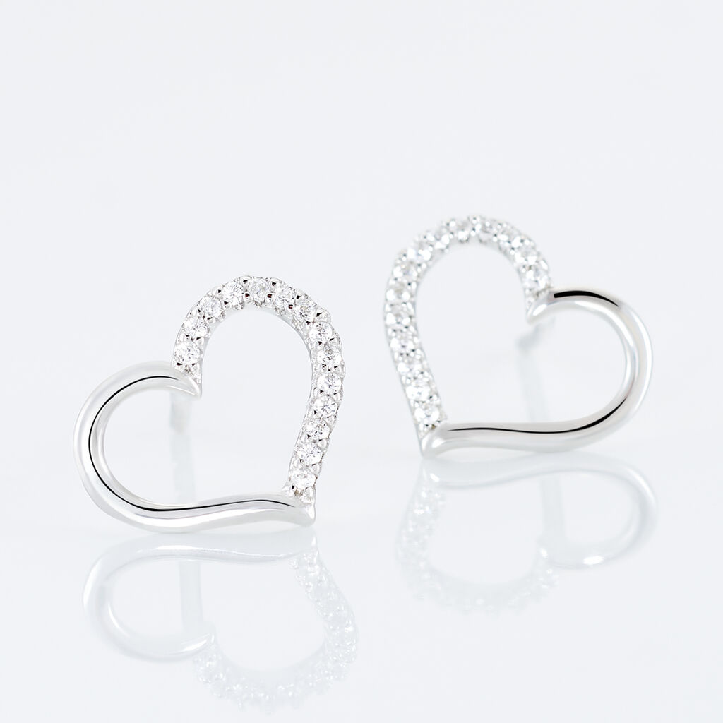Boucles D'oreilles Puces Salona Argent Blanc Oxyde De Zirconium