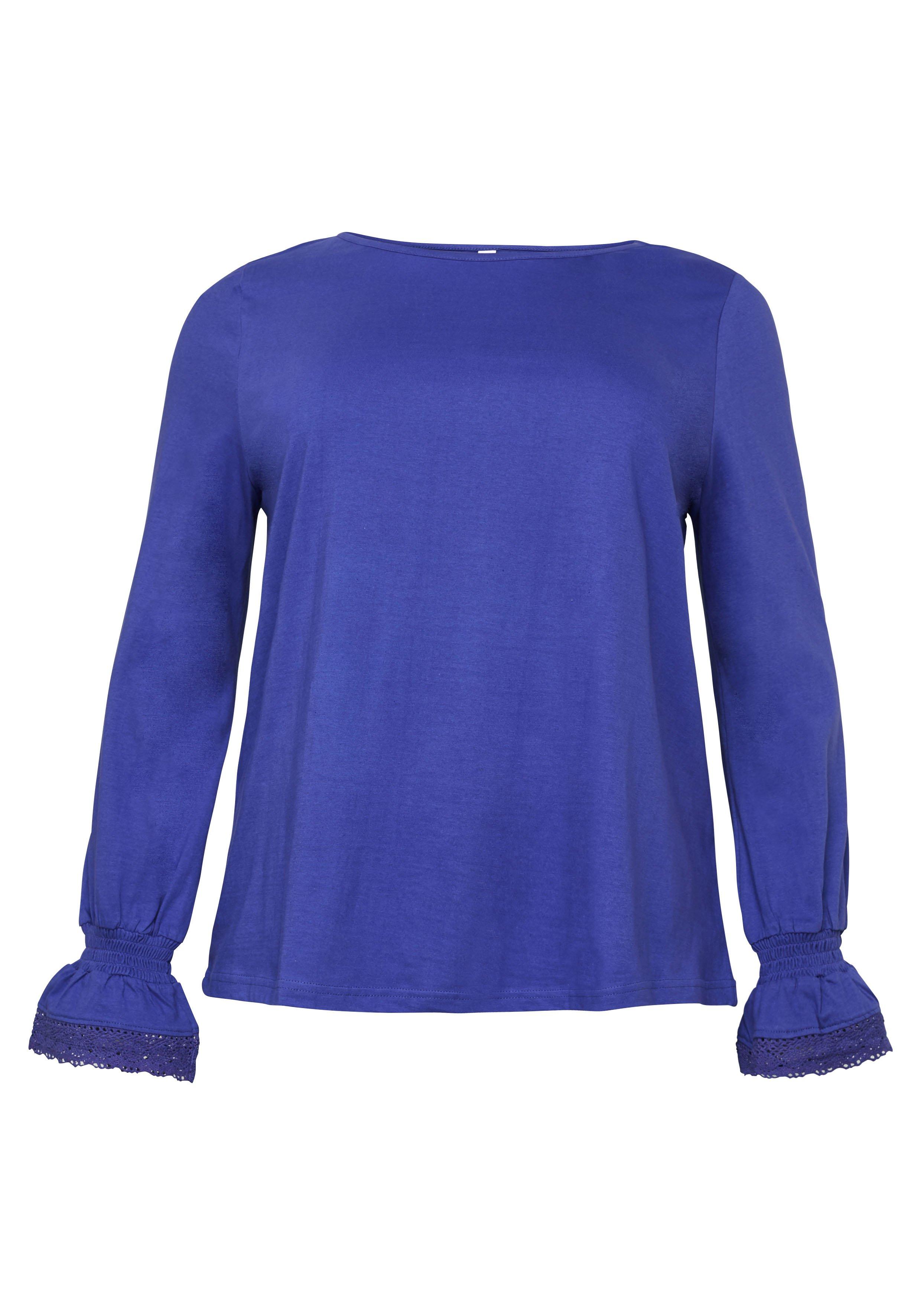Langarmshirt mit Spitze am Ärmelsaum