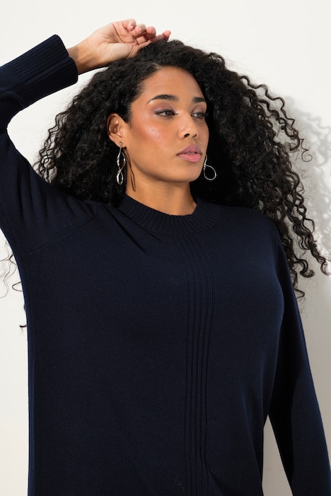 Strickkleid, Rippstrickstreifen, Stehkragen, Langarm