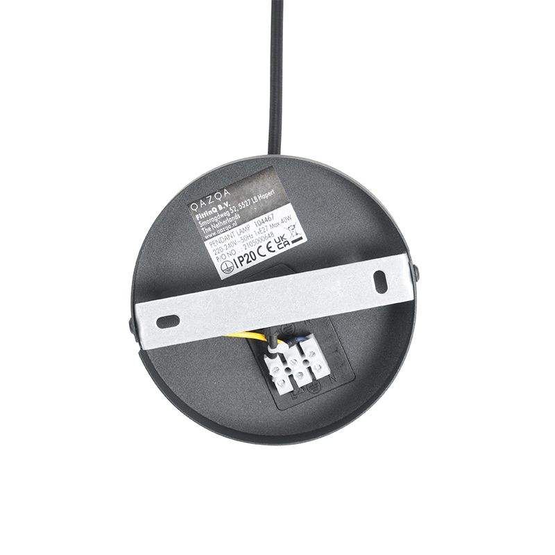 Art deco hanglamp zwart met goud glas 33 cm - pallon