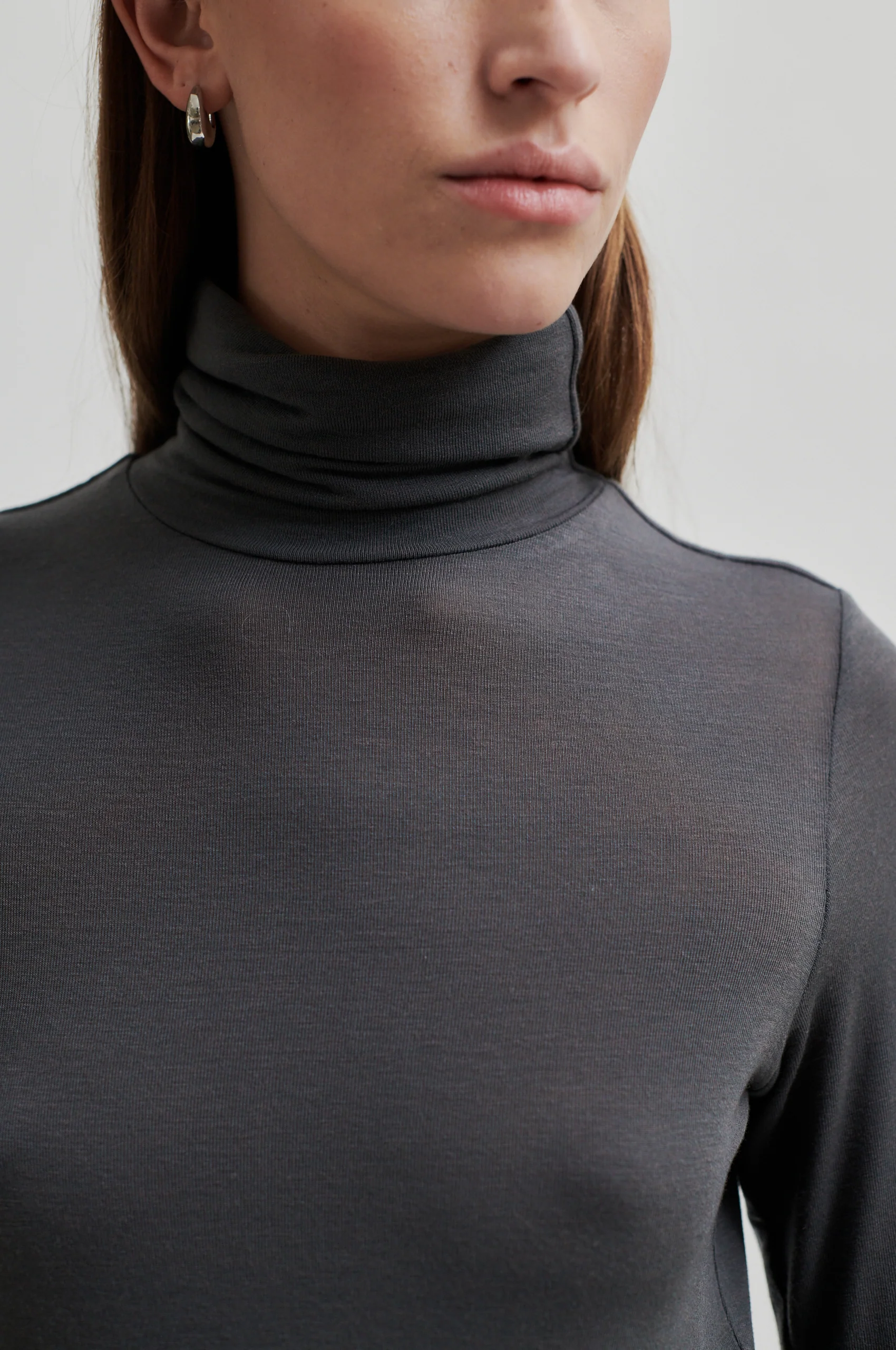 Second Female  Matima T-Neck langærmet t-shirt - Volcanic Ash