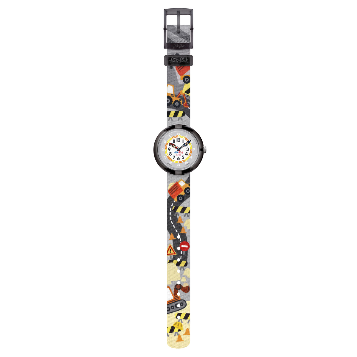 Montre FLIK FLAK Future dreams Build it up enfant plastique biosourcé bracelet PET recyclé gris