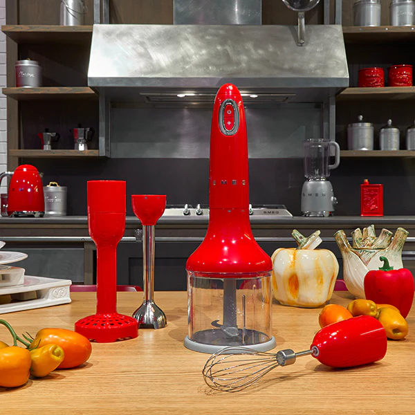 Mixeur plongeant avec accessoires 700 W HBF22RDEU rouge Smeg