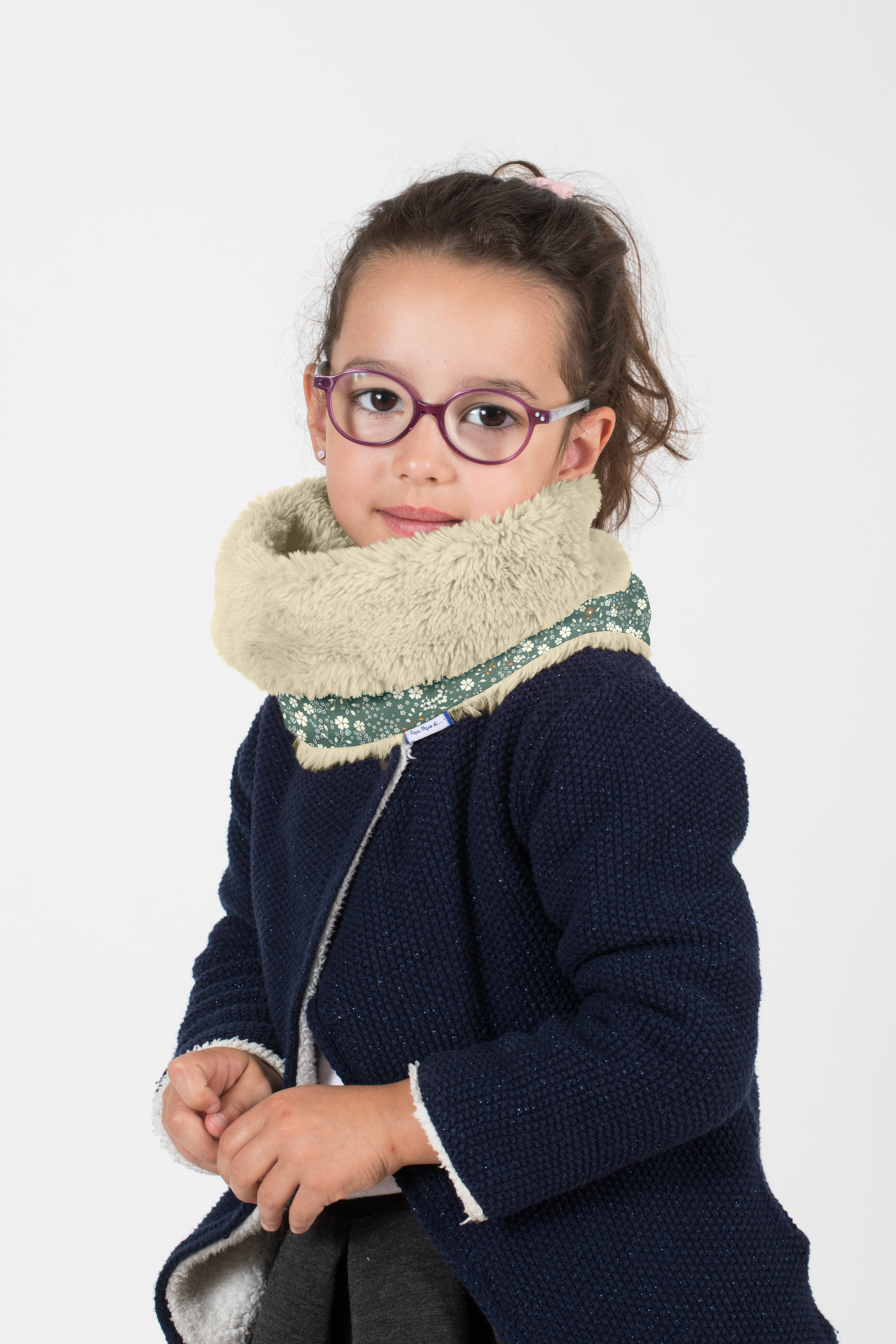Echarpe Tube Enfant Fleuri Kaki