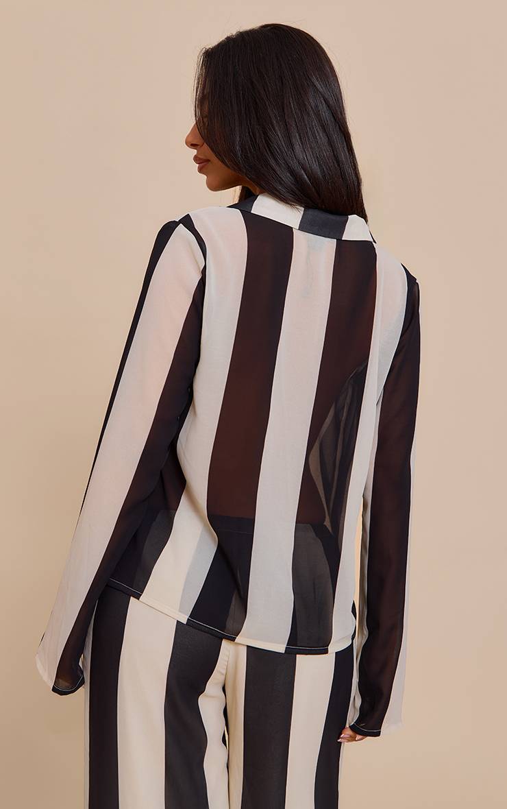Noir Chemise Petite À Rayures Avec Nœud Devant