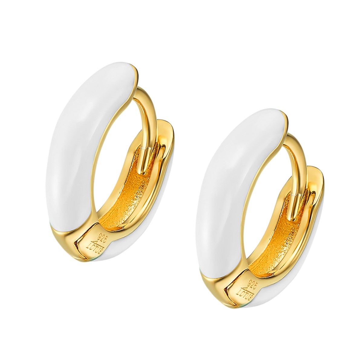 Boucles d'oreilles Créole Lotus Silver argentdoré/blanc