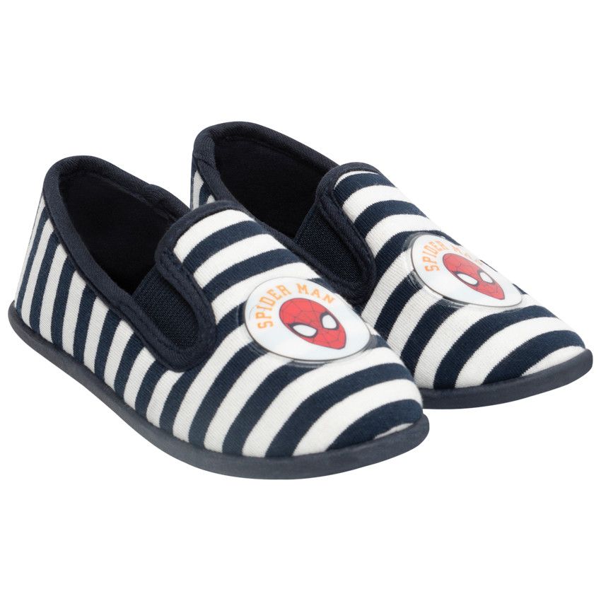 Chaussons rayés motif Spiderman pour enfant garçon - Bleu marine