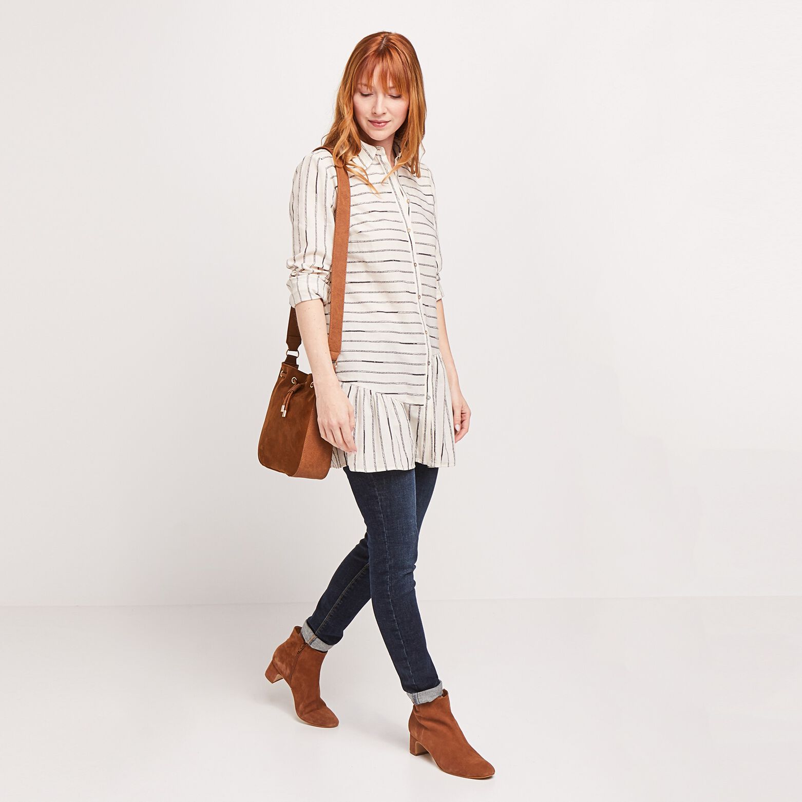 Tunique asymétrique rayée femme