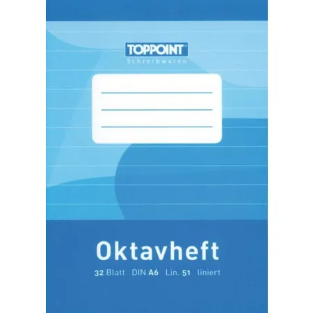 Stylex Oktavhefte mit 32 Blatt, liniert, DIN A6, Lineatur 51, 10 Stück
