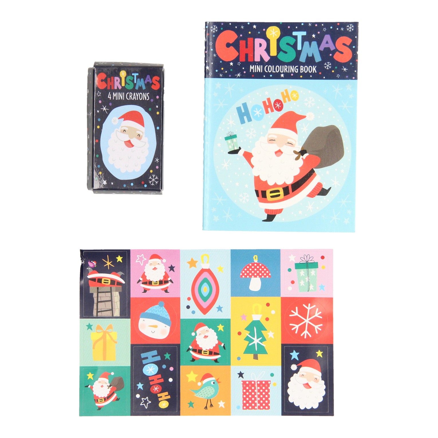Traktatiesetje: Kleurboekje, Waskrijtjes & Stickervel - Kerst