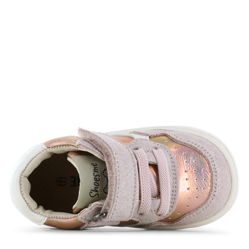 Shoesme roze sneaker met panterprint Leer, Metallic, Suède | Meisjes schoen
