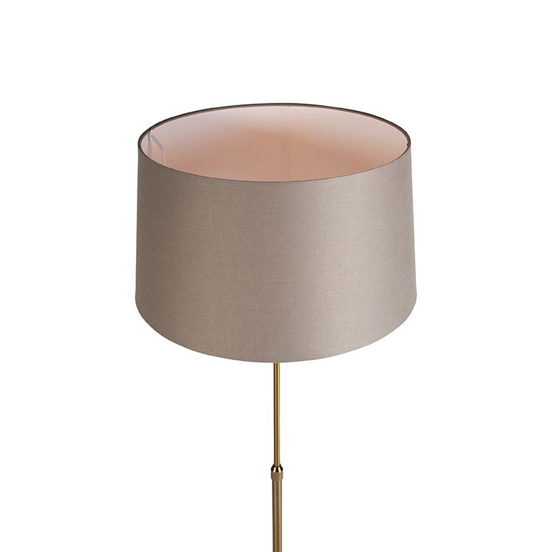 Vloerlamp brons met linnen kap taupe 45 cm verstelbaar - Parte