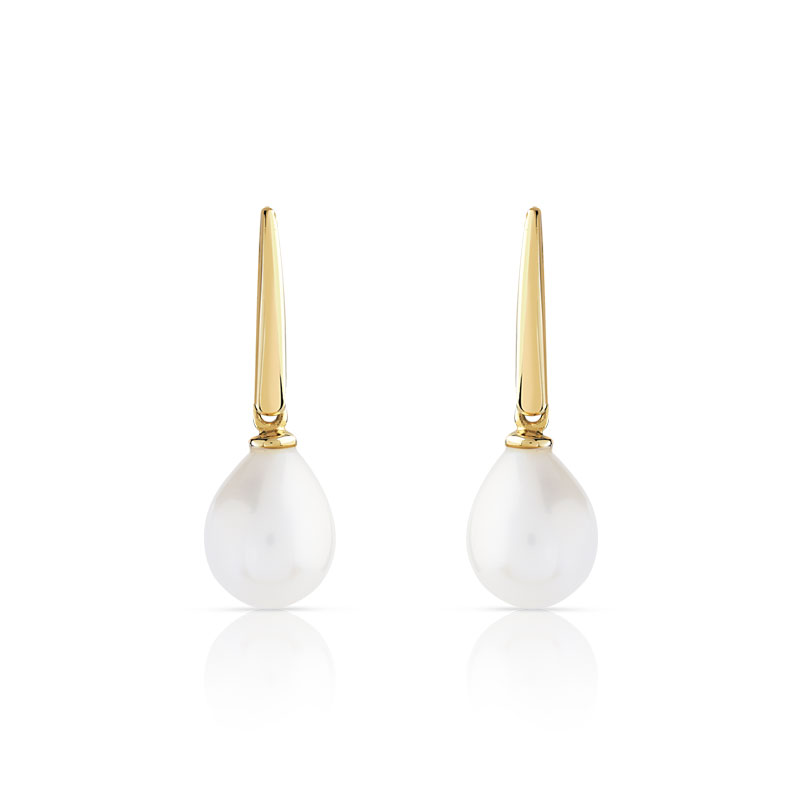 Boucles d'oreilles or 375 jaune dormeuses perles de culture de Chine