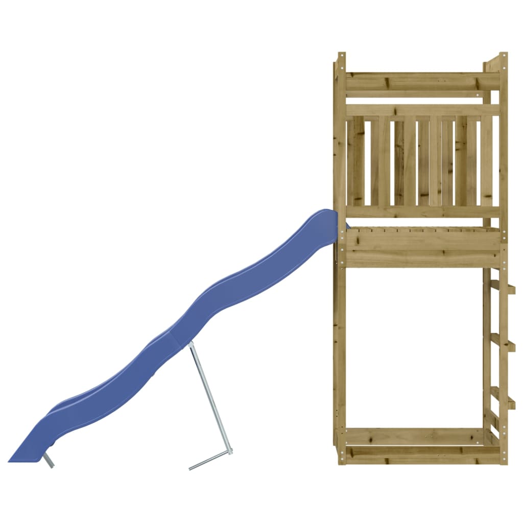 Aire de jeux d'extérieur balançoires toboggan portiques robuste jeux jardin 53 x 266 x 207 cm bois de pin imprégné