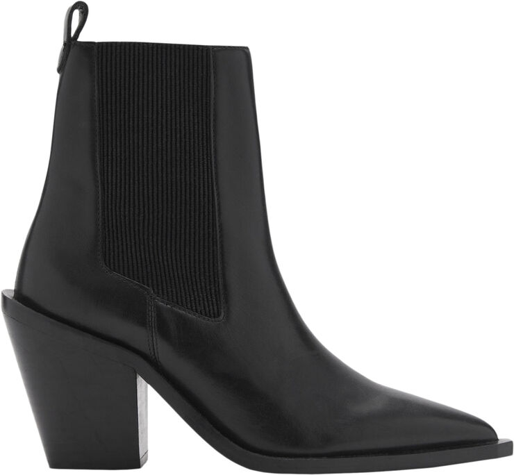 MANGO Leather pointed ankle boots Black