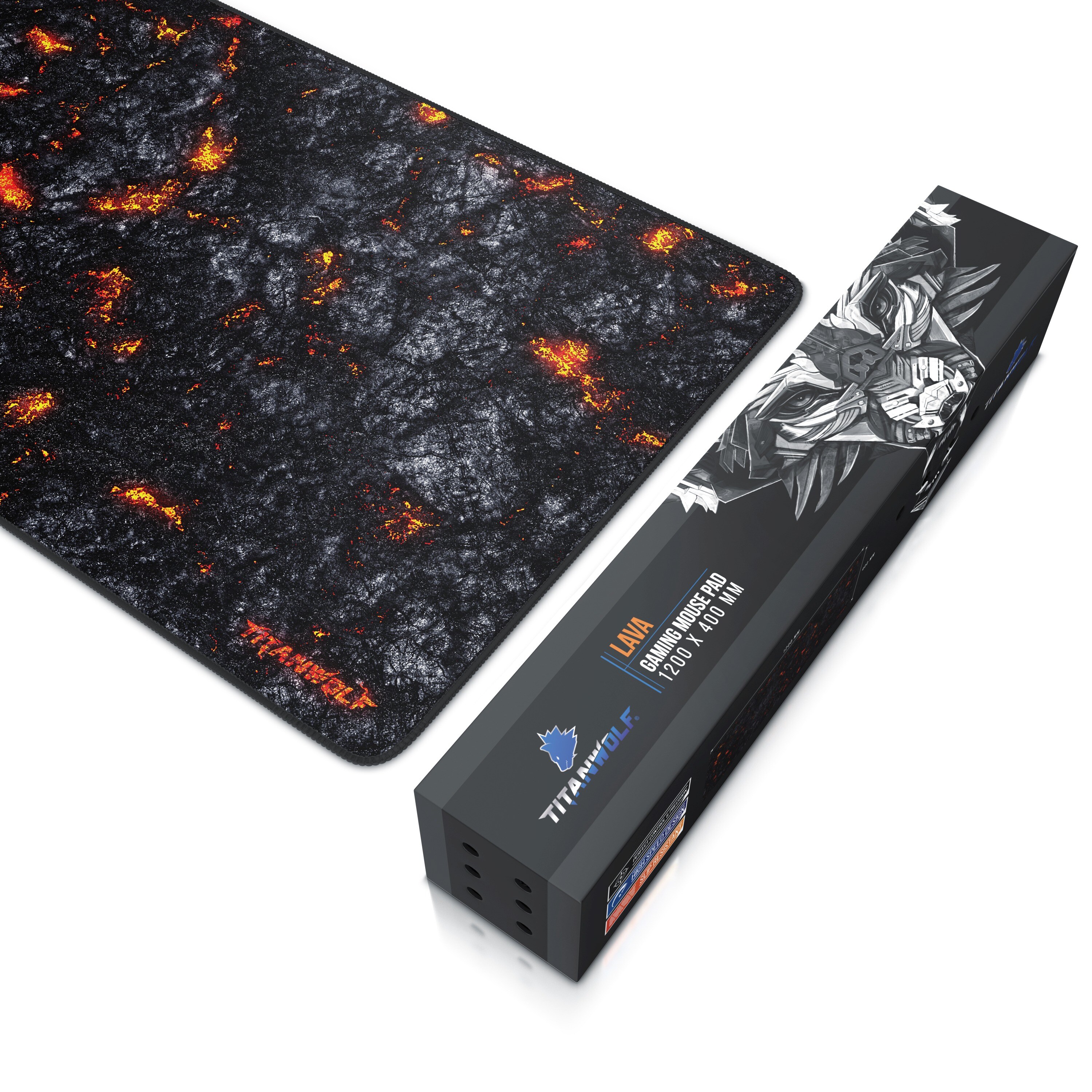 Titanwolf Gaming Mauspad, XXXL Speed Mousepad 1200 x 400 mm, Geschwindigkeit & Präzision, Lava