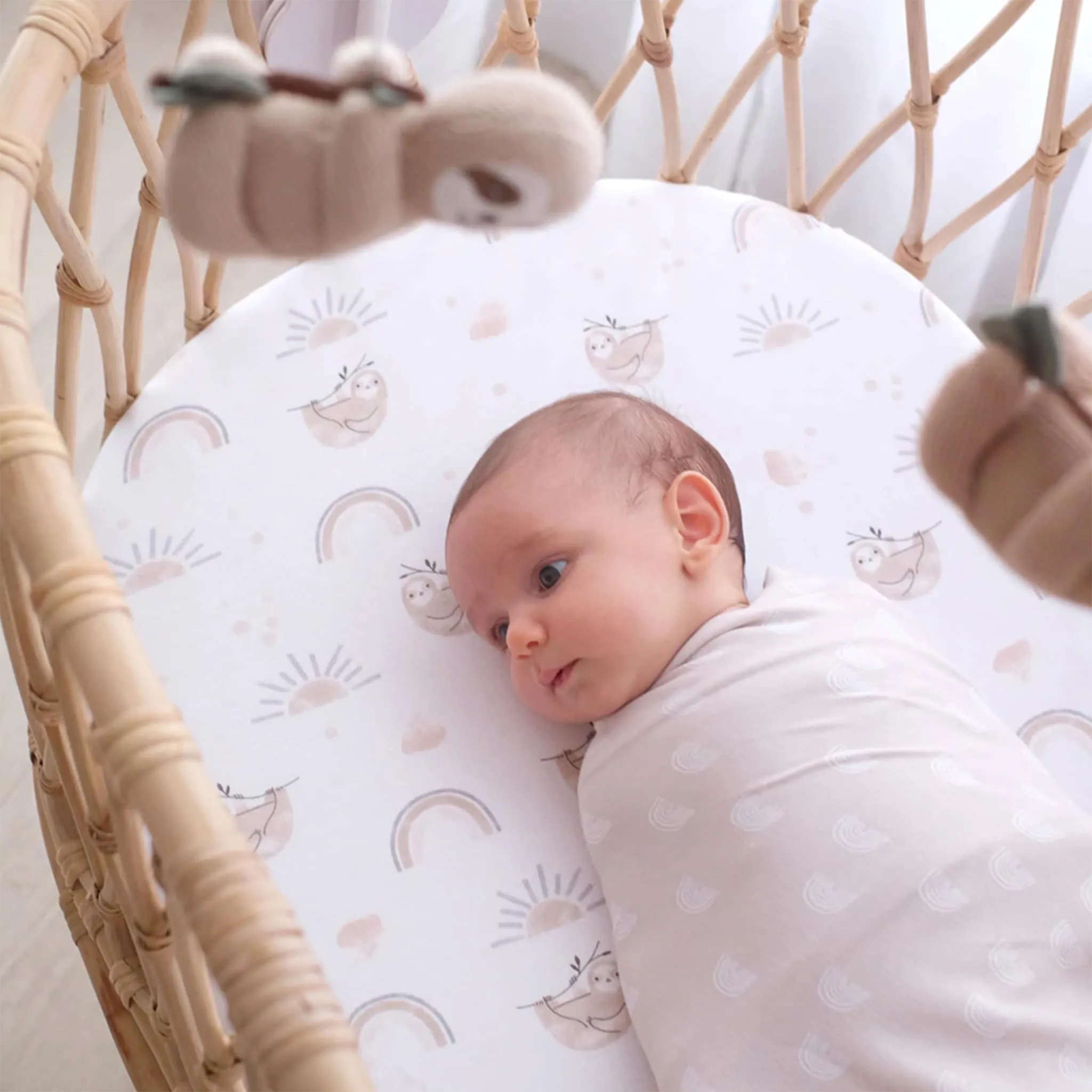 Living Textiles Drap Contour pour Lit de Bébé - Paresseux