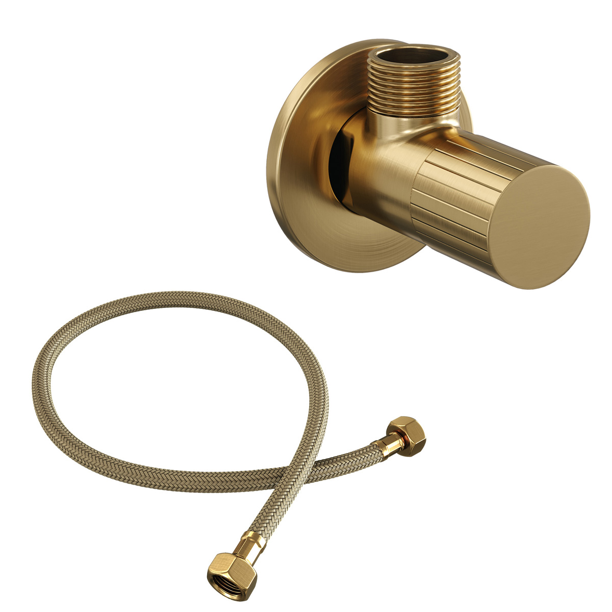Brauer Stripe hoekstopkraan compleet met slang messing geborsteld PVD