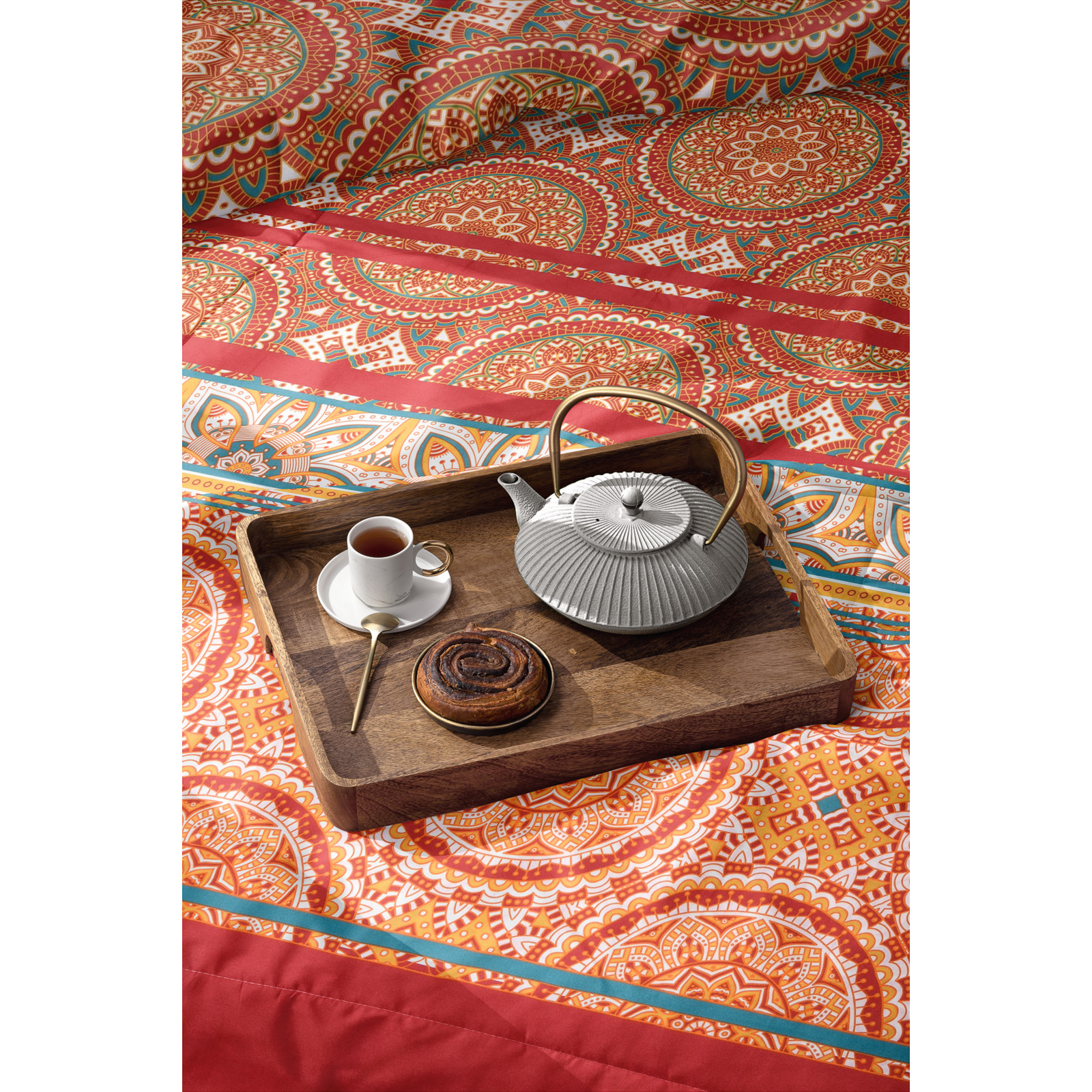 Bettwäsche mit buntem Muster 200x210 2x65x65 Bettanzug Fra