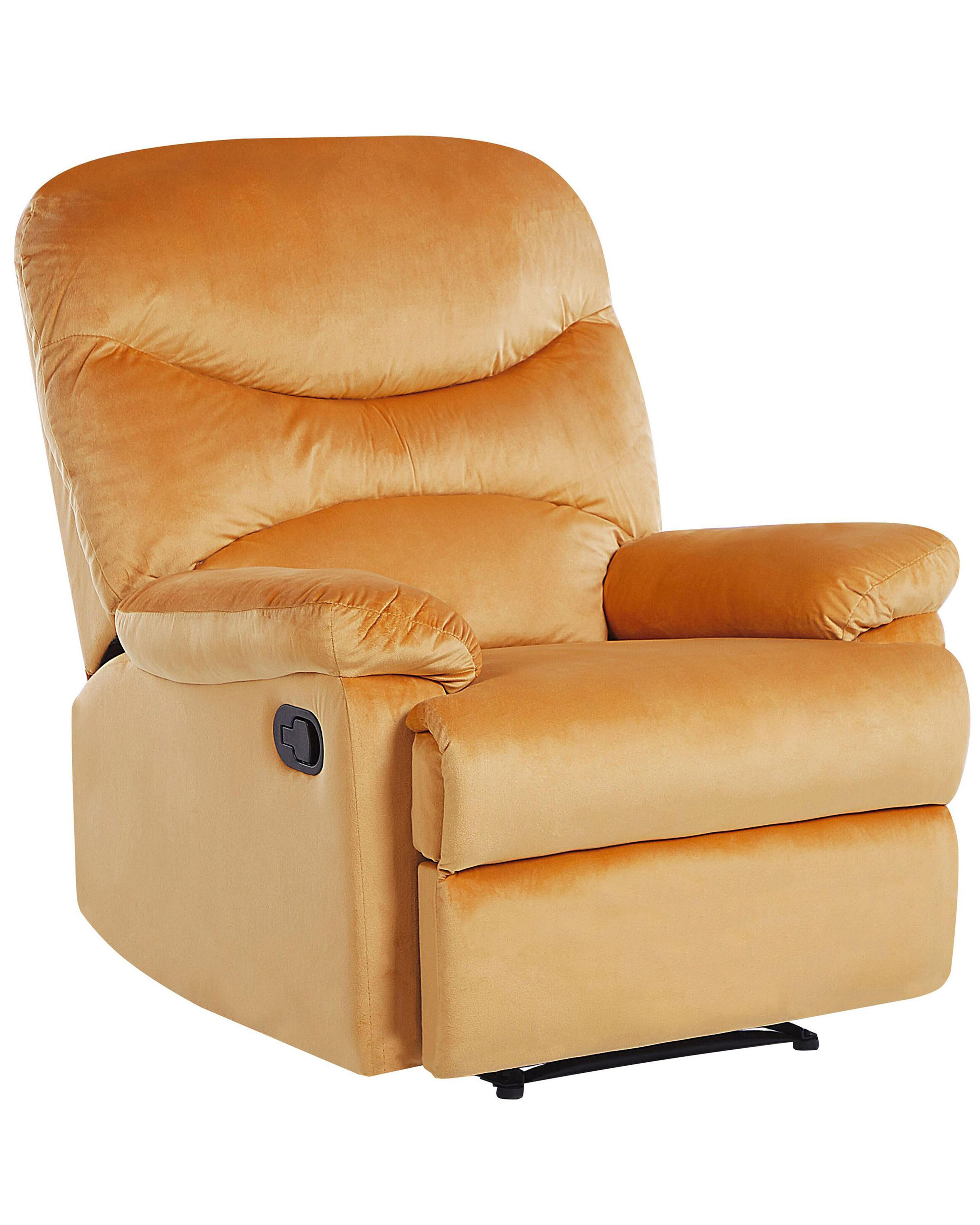 Relaxfauteuil ESLOV inclusief voetensteun Fluweel Mosterdgeel