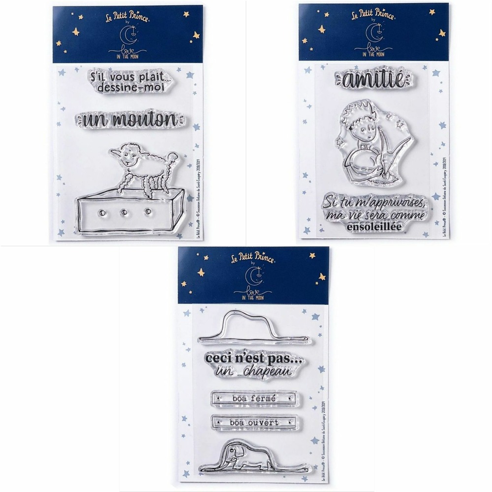 11 tampons transparents le petit prince et mouton + renard + boa eléphant