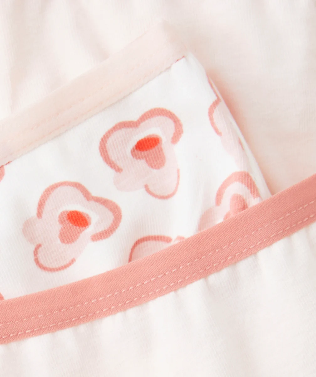 LOT DE 5 CULOTTES FILLE ROSE ET BLANC IMPRIMÉ FLEURI